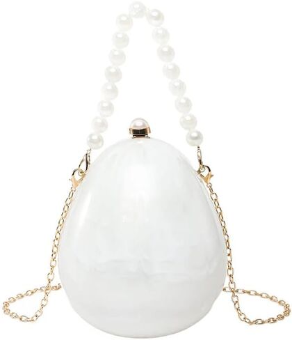 Women Acrylic Egg Shaped Evening Bag Sparkly Clutch Purse Trendy Marble Handbag Shoulder Bags for Party Cocktail in Kuwait