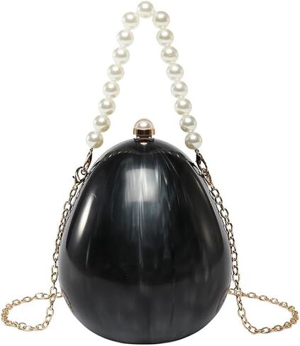 Women Acrylic Egg Shaped Evening Bag Sparkly Clutch Purse Trendy Marble Handbag Shoulder Bags for Party Cocktail in Kuwait