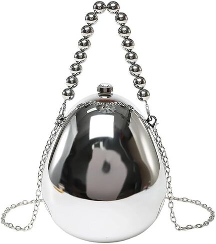 Women Acrylic Egg Shaped Evening Bag Sparkly Clutch Purse Trendy Marble Handbag Shoulder Bags for Party Cocktail in Kuwait