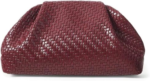 Woven Clutch Purses for Women Evening Bag Elegant Ruched Dumpling Clutch PU Leather for Party Wedding | Elegant in Kuwait
