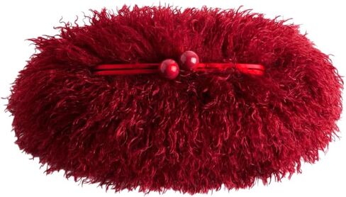 Women Faux Fur Kisslock frame pouch bag winter warm red bag clasp clutch bag with chain crossbody in Saudi Arabia