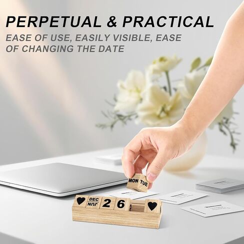 Inspirational Gifts Calendar - Thank You Appreciation Gifts for Women Man, Wooden Block Calendar Desk Sign for Friends Coworker Employee Staff Manager Teacher Motivational Office Decor Accessories in Saudi Arabia