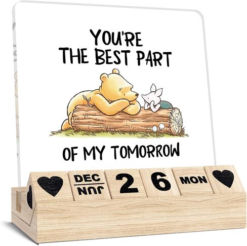 Inspirational Gifts Calendar - Thank You Appreciation Gifts for Women Man, Wooden Block Calendar Desk Sign for Friends Coworker Employee Staff Manager Teacher Motivational Office Decor Accessories in Saudi Arabia