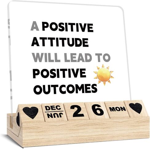 Inspirational Gifts Calendar - Thank You Appreciation Gifts for Women Man, Wooden Block Calendar Desk Sign for Friends Coworker Employee Staff Manager Teacher Motivational Office Decor Accessories in Saudi Arabia