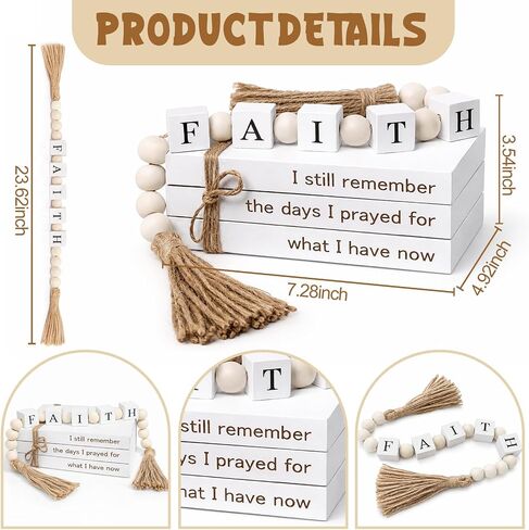 Farmhouse White Fake Decorative Books for Home Office Decor - Religion Christian Faith Aesthetic for Living Room, Console Table, Bookshelf, Tv Stand, Entryway in Saudi Arabia