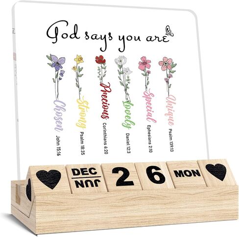 Inspirational Gifts Calendar - Thank You Appreciation Gifts for Women Man, Wooden Block Calendar Desk Sign for Friends Coworker Employee Staff Manager Teacher Motivational Office Decor Accessories in Saudi Arabia