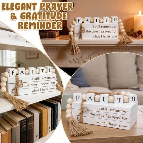 Farmhouse White Fake Decorative Books for Home Office Decor - Religion Christian Faith Aesthetic for Living Room, Console Table, Bookshelf, Tv Stand, Entryway in Saudi Arabia