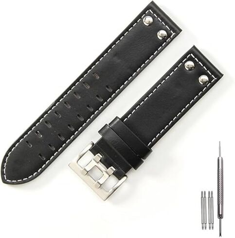 22mm Black Leather Watch Band Strap Compatible with Hamilton H760250 H77616533-22mm Hamilton Leather Watch Strap in Saudi Arabia