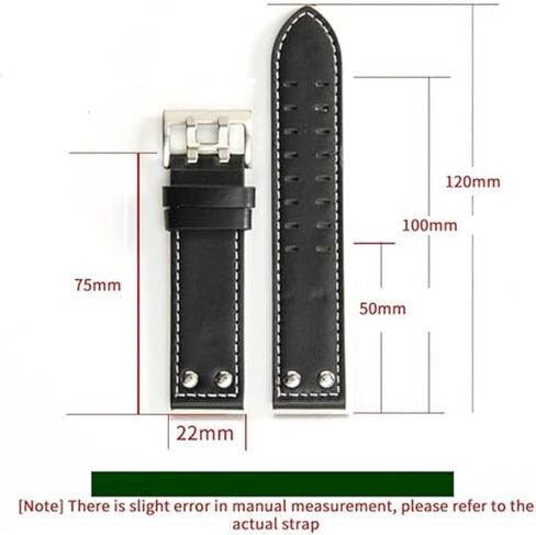 22mm Black Leather Watch Band Strap Compatible with Hamilton H760250 H77616533-22mm Hamilton Leather Watch Strap in Saudi Arabia