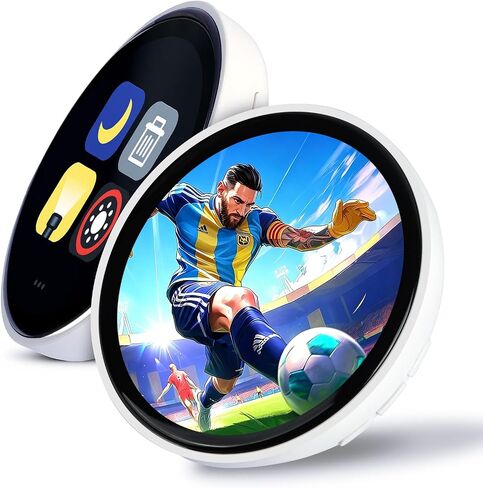 Digital Badge Pin with Touch Screen & HD Display - Smart E-Badge for GIF/Video Playback, Multi-Photo Slideshow - Electronic Badge Keychain for Backpacks, Cyberpin Gift for Panini World Cup in Saudi Arabia
