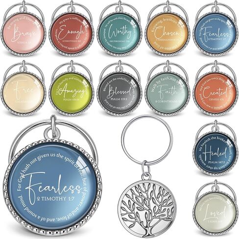 Equsion 36 Pcs Father's Day Christian Keychain Bulk Mini Bible Verse Keychains with Scripture Quote Religious Gifts for Women Men (Wood Grain) in Kuwait