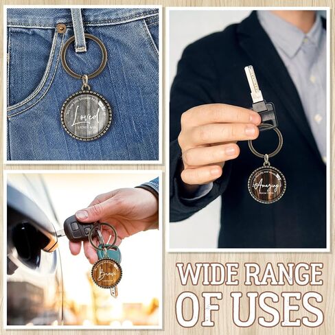 Equsion 36 Pcs Father's Day Christian Keychain Bulk Mini Bible Verse Keychains with Scripture Quote Religious Gifts for Women Men (Wood Grain) in Kuwait