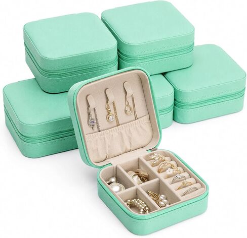 Homde Travel Jewelry Case for Women: 6-Pack Bridesmaid Gift Set - Small Jewelry Box for Rings Earrings Necklaces - Bulk Group & Team Gifts Party Favors Retirement & Graduation (White) in Saudi Arabia