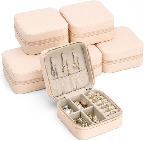Homde Travel Jewelry Case for Women: 6-Pack Bridesmaid Gift Set - Small Jewelry Box for Rings Earrings Necklaces - Bulk Group & Team Gifts Party Favors Retirement & Graduation (White) in Saudi Arabia