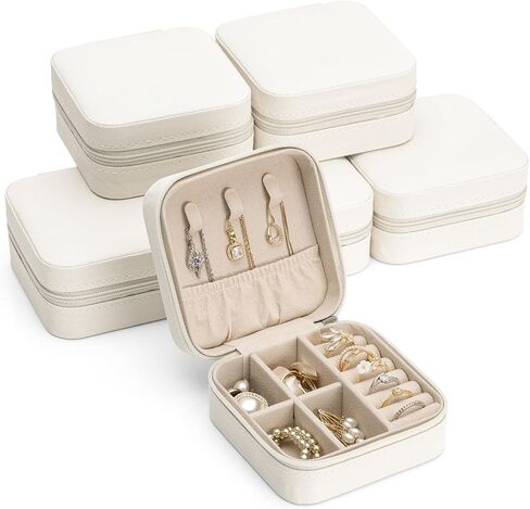 Homde Travel Jewelry Case for Women: 6-Pack Bridesmaid Gift Set - Small Jewelry Box for Rings Earrings Necklaces - Bulk Group & Team Gifts Party Favors Retirement & Graduation (White) in Saudi Arabia