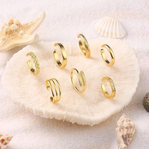 Giovanchi 12Pcs 14K Gold Filled Toe Rings for Women Non Tarnish Adjustable Flower Cz Open Toe Rings Set Foot Jewelry Gifts for Women in Saudi Arabia