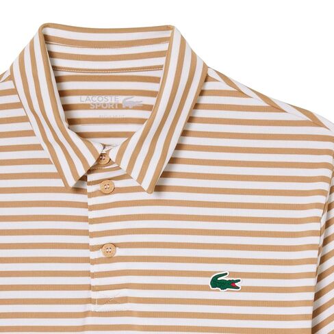 قميص بولو جولف مخطط فائق الجفاف للرجال من Lacoste in Kuwait