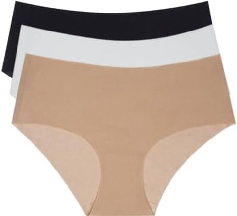 Seamless Boyshort Panty 3-Pack – No Show, Soft Invisible Fit – Black, Nude & White – Medium Rise Women’s Underwear (XS–XL) in Kuwait