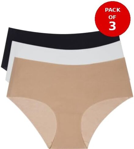 Seamless Boyshort Panty 3-Pack – No Show, Soft Invisible Fit – Black, Nude & White – Medium Rise Women’s Underwear (XS–XL) in Kuwait