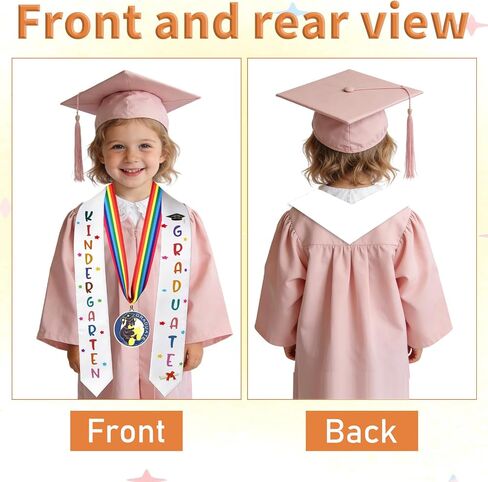 Kindergarten Graduation Sash, Kids White Graduation Stole with Medal, Preschool Grad Sash Gifts for 2026 Kindergarten & Pre-K Ceremony in Saudi Arabia