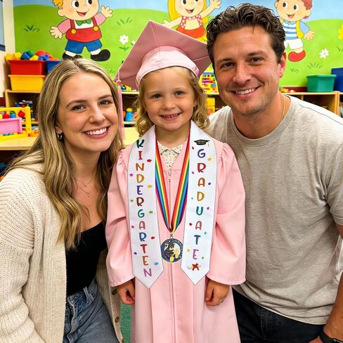 Kindergarten Graduation Sash, Kids White Graduation Stole with Medal, Preschool Grad Sash Gifts for 2026 Kindergarten & Pre-K Ceremony in Saudi Arabia