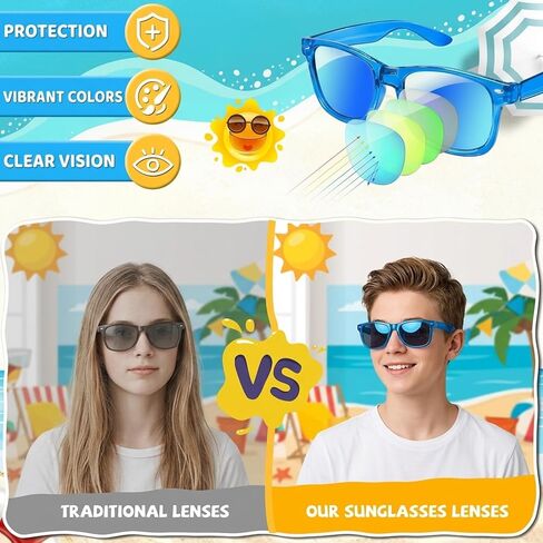 Kids Sunglasses Party Favor, 8-Pack Party Glasses for Kids, Kids Sunglasses Bulk with Colorful Frames, Sunglasses Pack for Boys and Girls, Protection and Fashionable Designs for Outdoor Activities in Saudi Arabia