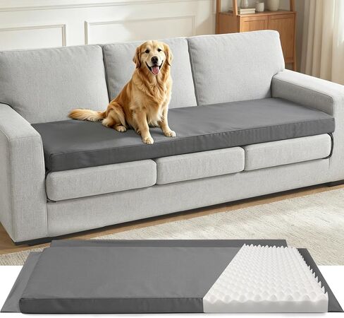 71 x 27.5 x 3 Inch Egg Crate Foam Sofa Topper, Thick Couch Topper Cushion with Triple-Sided Extended Flaps & Washable Cover, Non-Slip High-Density Foam Pad for Living Room & RV in Kuwait