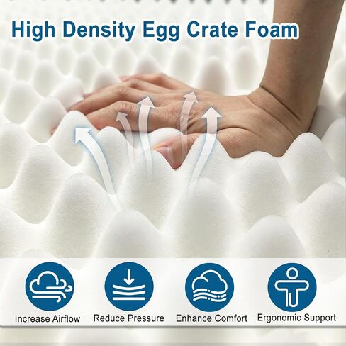71 x 27.5 x 3 Inch Egg Crate Foam Sofa Topper, Thick Couch Topper Cushion with Triple-Sided Extended Flaps & Washable Cover, Non-Slip High-Density Foam Pad for Living Room & RV in Kuwait