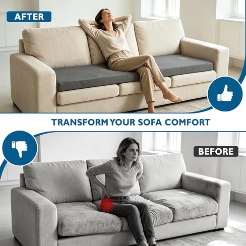 71 x 27.5 x 3 Inch Egg Crate Foam Sofa Topper, Thick Couch Topper Cushion with Triple-Sided Extended Flaps & Washable Cover, Non-Slip High-Density Foam Pad for Living Room & RV in Kuwait