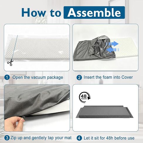 71 x 27.5 x 3 Inch Egg Crate Foam Sofa Topper, Thick Couch Topper Cushion with Triple-Sided Extended Flaps & Washable Cover, Non-Slip High-Density Foam Pad for Living Room & RV in Kuwait