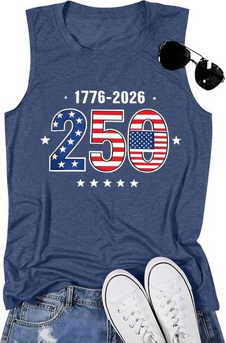 250 Anniversary USA Tank Top Women American Flag Patriotic Sleeveless Shirt 1776-2026 250th Birthday Tops in Saudi Arabia