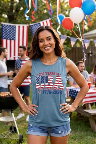 250 Anniversary USA Tank Top Women American Flag Patriotic Sleeveless Shirt 1776-2026 250th Birthday Tops in Saudi Arabia