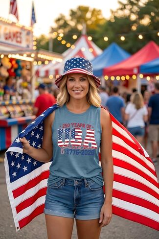 250 Anniversary USA Tank Top Women American Flag Patriotic Sleeveless Shirt 1776-2026 250th Birthday Tops in Saudi Arabia