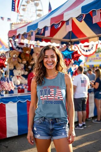 250 Anniversary USA Tank Top Women American Flag Patriotic Sleeveless Shirt 1776-2026 250th Birthday Tops in Saudi Arabia