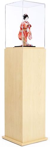 52.5 inch Tall Maple Laminate Display Pedestal with Clear Acrylic Case, Locking Screw in Kuwait