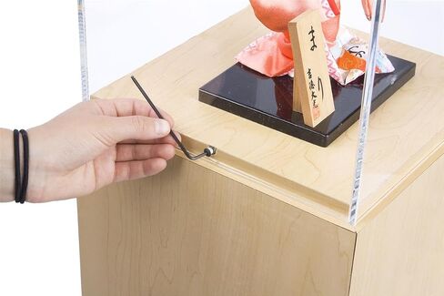 52.5 inch Tall Maple Laminate Display Pedestal with Clear Acrylic Case, Locking Screw in Kuwait