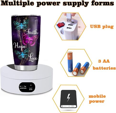 Rotating Display Stand, 360 Degree Motorized Tumbler Display Turner for Photography Products, Spinning Display Stand,Turner For Tumblers for Glitter Cups Lazy Susan 4.72" 4.4lb Load White in Saudi Arabia