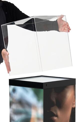Displays2go Digital Pedestal Display Case with 34" LED Screens & Illuminated Surface – NovaStar Media Player (DD031GVB) in Kuwait
