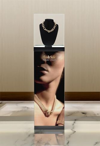 Displays2go Digital Pedestal Display Case with 34" LED Screens & Illuminated Surface – NovaStar Media Player (DD031GVB) in Kuwait