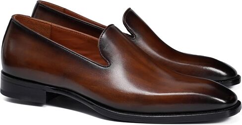 Men's Genuine Leather Loafers Hand-Dyed Leather Sole Slip-On Dress Shoes in Kuwait