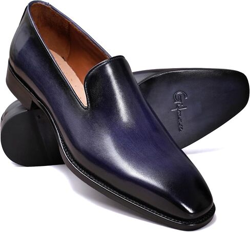 Men's Genuine Leather Loafers Hand-Dyed Leather Sole Slip-On Dress Shoes in Saudi Arabia