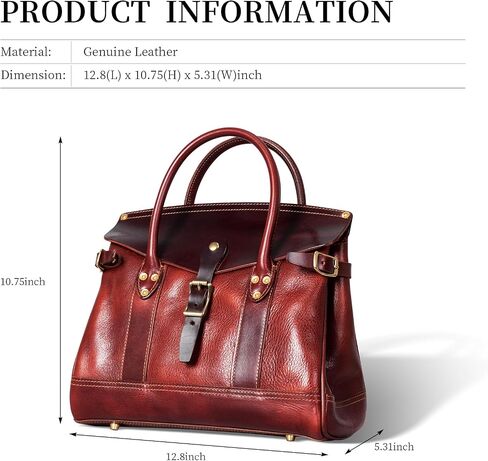 Gexmil Genuine Leather Satchel Handbags Women Men,Premium Top Grain Vegetable-Tanned Leather,Hand-Made Top Handle Bag in Kuwait