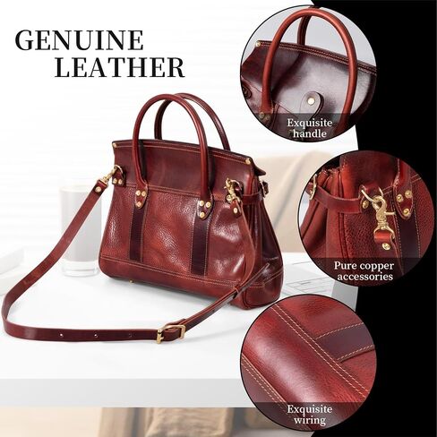 Gexmil Genuine Leather Satchel Handbags Women Men,Premium Top Grain Vegetable-Tanned Leather,Hand-Made Top Handle Bag in Kuwait