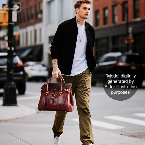 Gexmil Genuine Leather Satchel Handbags Women Men,Premium Top Grain Vegetable-Tanned Leather,Hand-Made Top Handle Bag in Kuwait