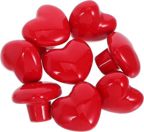 8pcs Heart Shaped Ceramic Drawer Knobs for Dresser, Red Cabinet Pull Handles with Screws, Decorative Furniture Hardware for ’ Room, Closet, Cupboard, Wardrobe in Kuwait