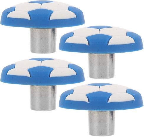 ibasenice 4pcs مقابض أدراج كرة القدم الكرتونية المصنوعة من السيليكون، مقابض خزانة باللونين الأزرق والأبيض لخزانة الملابس، مقابض أثاث ناعمة غير قابلة للانزلاق للغرفة، أجهزة خزانة ذات فتحة واحدة in Kuwait