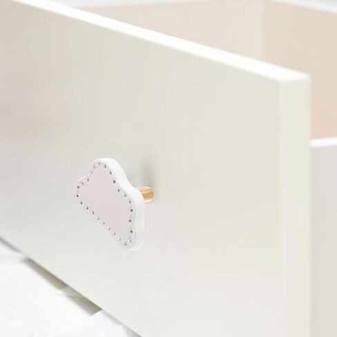 OSALADI 2pcs Cloud Shaped Dresser Drawer Handles Thickened Brass Metal Pulls with White Leather for ’s Wardrobe Cabinet Hardware Room in Kuwait