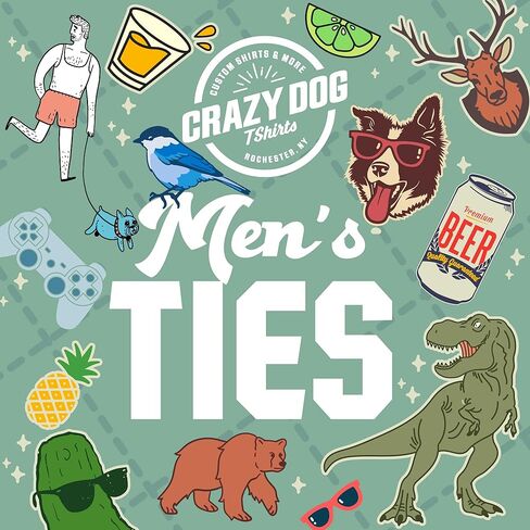 Crazy Dog T-Shirts Squirrel Acorns Tie Funny Cute Sarcastic Graphic Novelty Necktie - Humorous Office Casual Wear in Kuwait