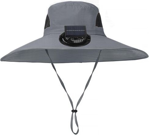 Solar Fan Hat with 1 Detachable Fan Wide Brim UPF 50+ Solar Powered USB Charging Sun Bucket Hat Outdoor Fishing Cap in Kuwait