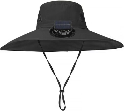 Solar Fan Hat with 1 Detachable Fan Wide Brim UPF 50+ Solar Powered USB Charging Sun Bucket Hat Outdoor Fishing Cap in Kuwait